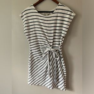 Ann Taylor LOFT Terry Cloth Striped Wrap Dress Nautical Coastal Grandma Size XS
